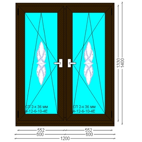 Вікно, PERFECT Tytanium 6-к 1 400*1 200 колір горіх / фацети
